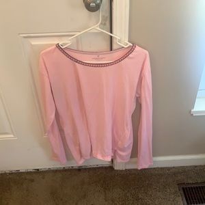 striped pink and white long sleeve shirt